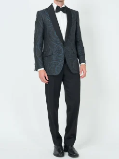 Favourbrook Midnight Heathcote Paisley Shawl Lapel Dinner Jacket- Occasionwear | Dinner Jackets