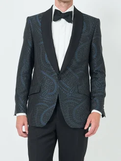 Favourbrook Midnight Heathcote Paisley Shawl Lapel Dinner Jacket- Occasionwear | Dinner Jackets