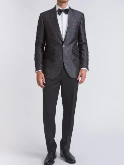 Favourbrook Midnight Plum Carlton Paisley Newport Dinner Jacket- Eveningwear | Occasionwear