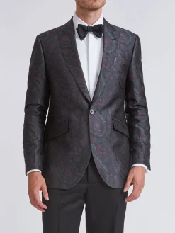 Favourbrook Midnight Plum Carlton Paisley Newport Dinner Jacket- Eveningwear | Occasionwear