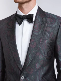 Favourbrook Midnight Plum Carlton Paisley Newport Dinner Jacket- Eveningwear | Occasionwear