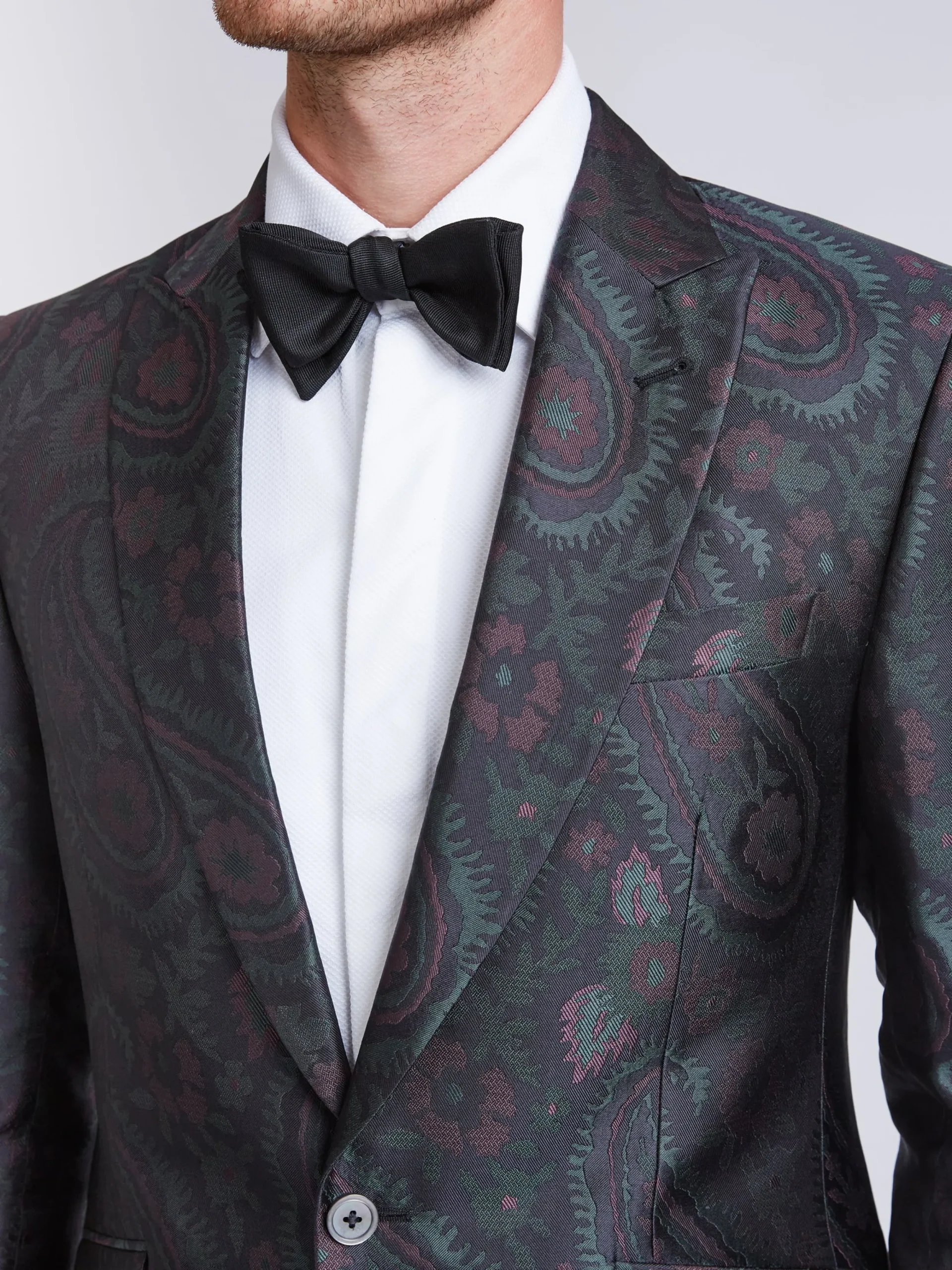 Favourbrook Midnight Plum Carlton Paisley Newport Dinner Jacket- Eveningwear | Occasionwear