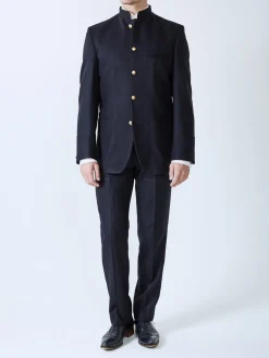 Favourbrook Midnight Seaton Cashmere Wool Nehru Jacket- Nehru Jackets