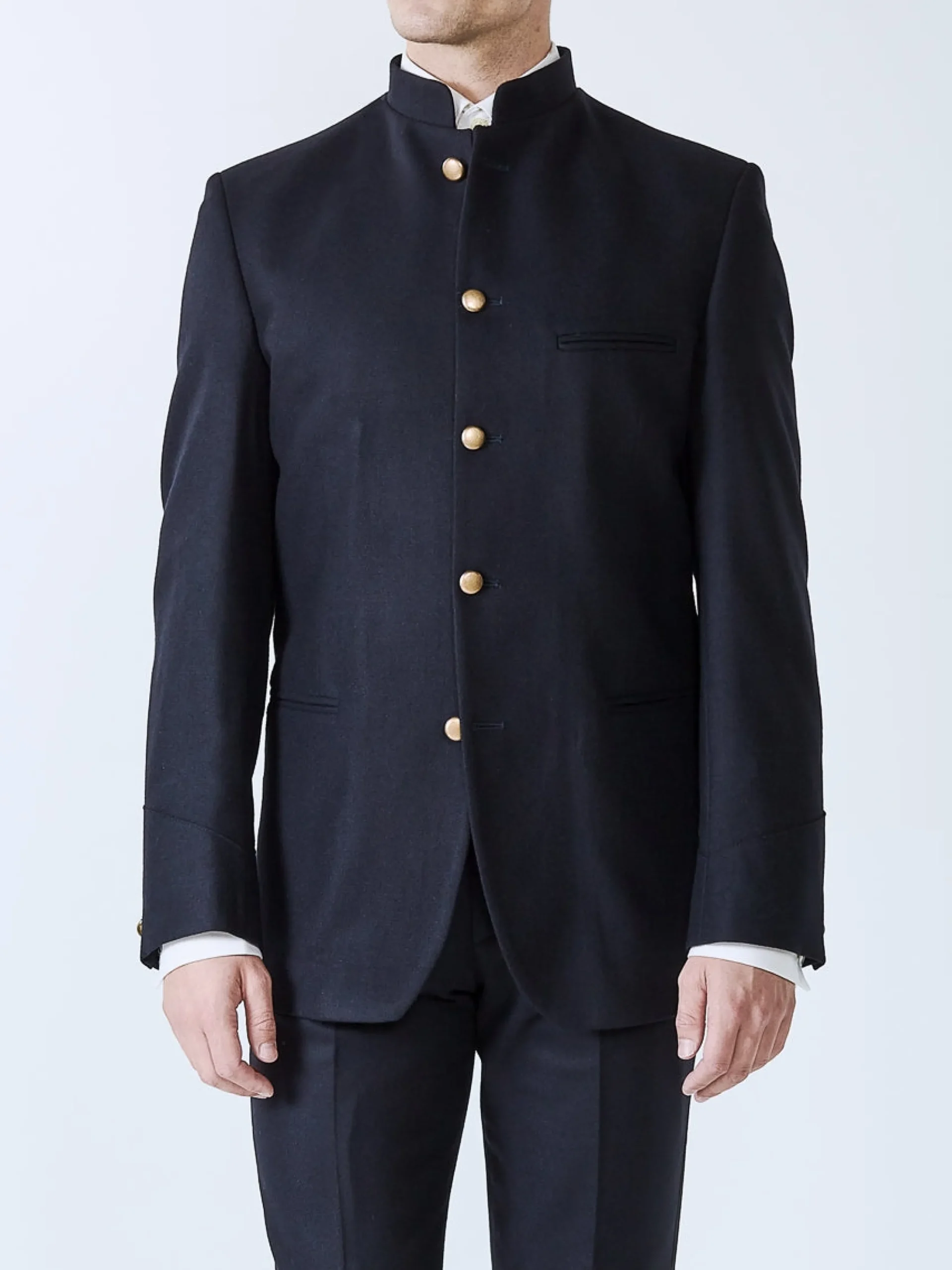 Favourbrook Midnight Seaton Cashmere Wool Nehru Jacket- Nehru Jackets