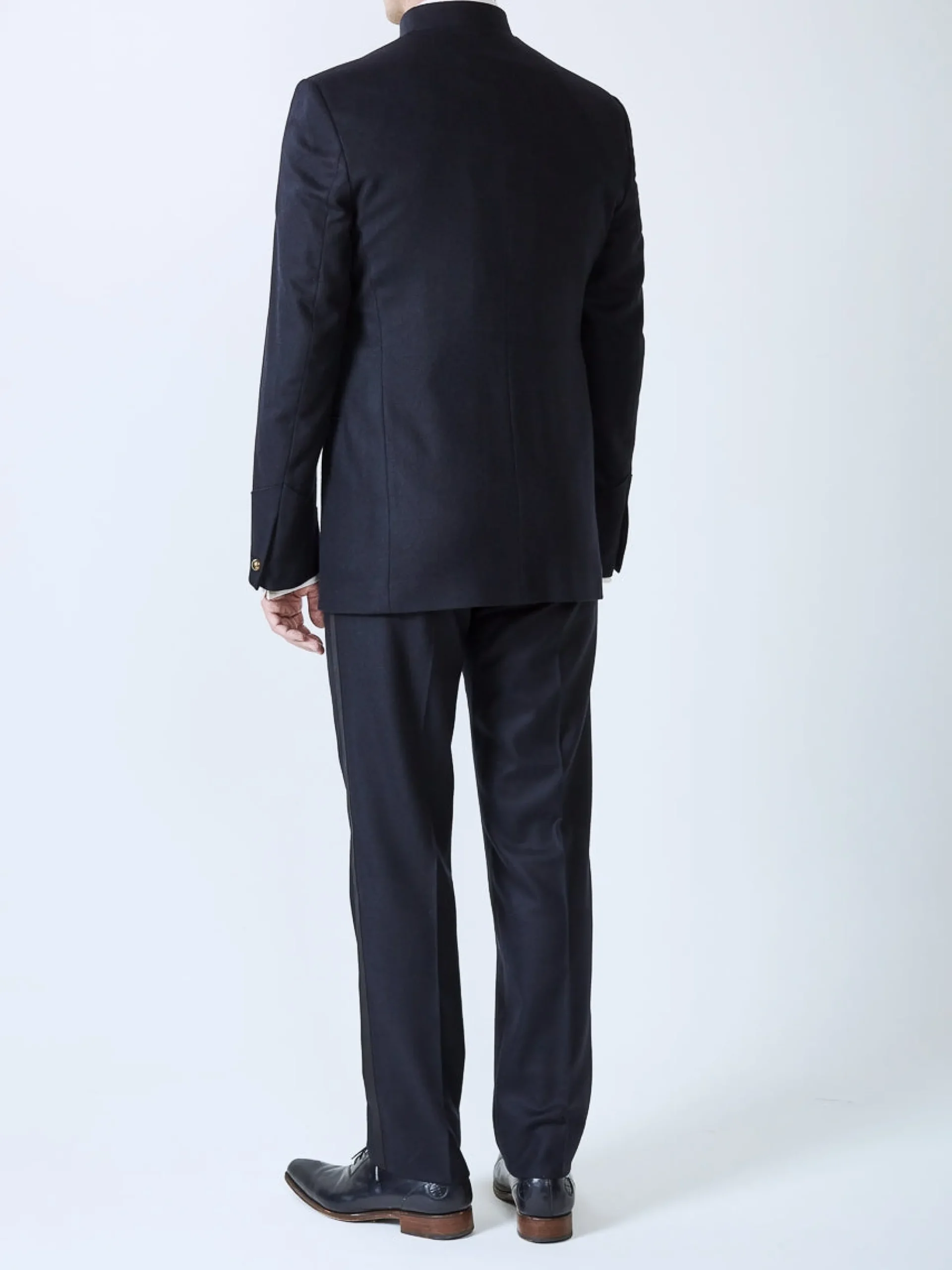 Favourbrook Midnight Seaton Cashmere Wool Nehru Jacket- Nehru Jackets