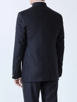 Favourbrook Midnight Seaton Cashmere Wool Nehru Jacket- Nehru Jackets