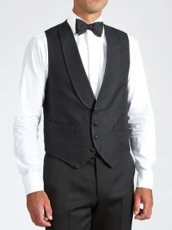 Favourbrook Midnight Vincent Wool Single Breasted 4 Button Shawl Lapel Waistcoat- Waistcoats | Evening Waistcoats