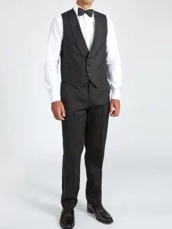 Favourbrook Midnight Vincent Wool Single Breasted 4 Button Shawl Lapel Waistcoat- Waistcoats | Evening Waistcoats