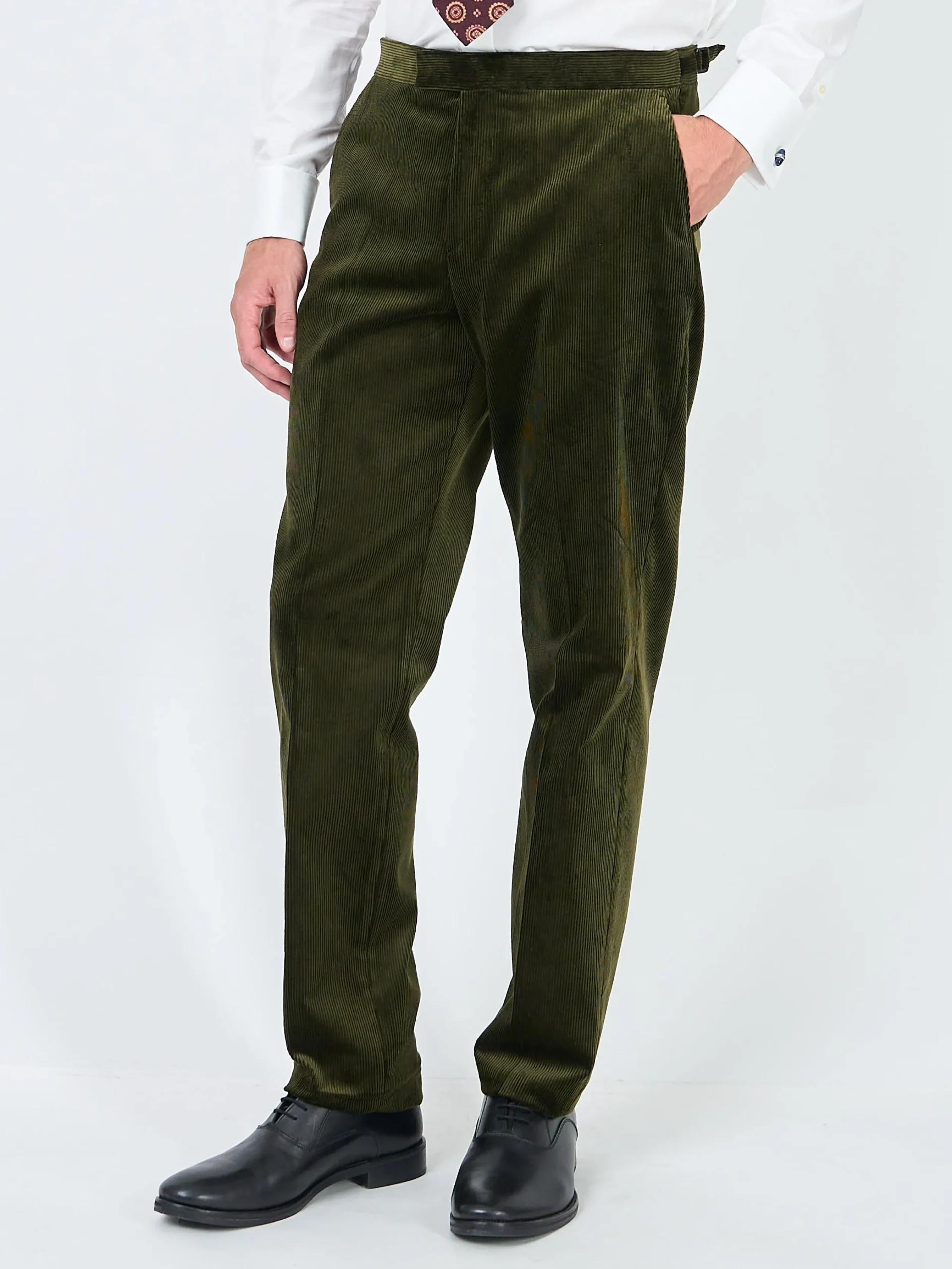 Favourbrook Moss Green Hatfield Cord Dress Trouser- Trousers | Suits