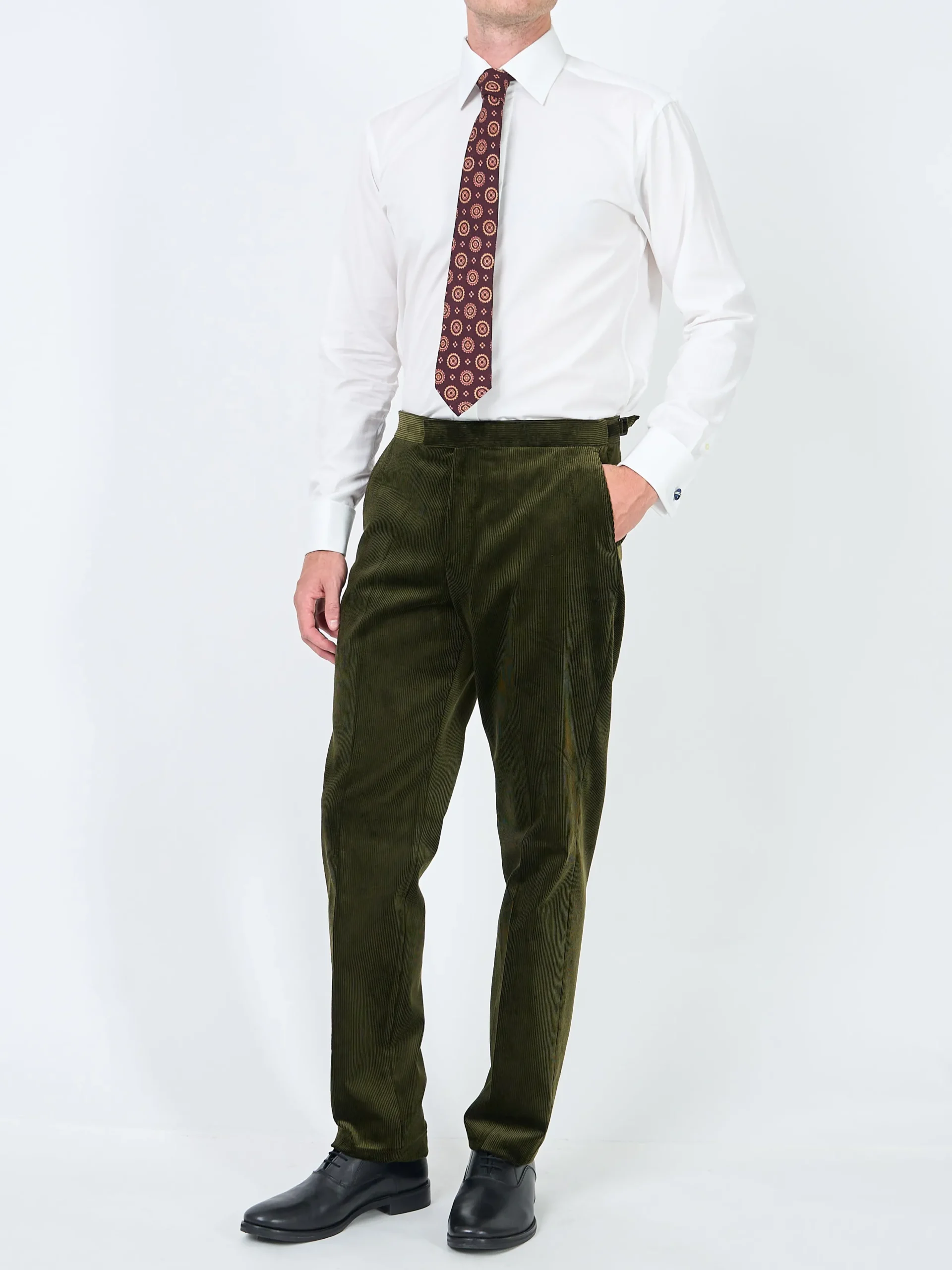 Favourbrook Moss Green Hatfield Cord Dress Trouser- Trousers | Suits