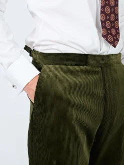 Favourbrook Moss Green Hatfield Cord Dress Trouser- Trousers | Suits