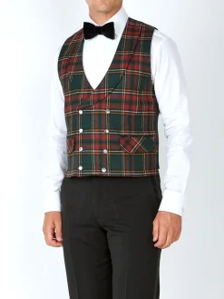Favourbrook Multi Dunrobin Wool Double Breasted 8 Button Shawl Lapel Waistcoat- Waistcoats | Evening Waistcoats