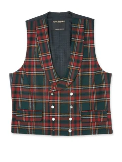 Favourbrook Multi Dunrobin Wool Double Breasted 8 Button Shawl Lapel Waistcoat- Waistcoats | Evening Waistcoats