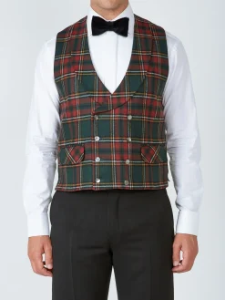 Favourbrook Multi Dunrobin Wool Double Breasted 8 Button Shawl Lapel Waistcoat- Waistcoats | Evening Waistcoats