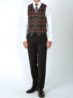 Favourbrook Multi Dunrobin Wool Single Breasted 6 Button Ticket Pocket Waistcoat- Waistcoats | Evening Waistcoats