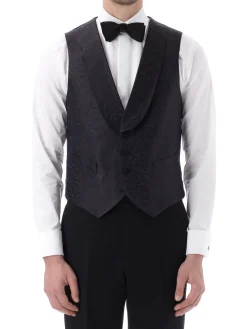 Favourbrook Navy Albert Silk Single Breasted 4 Button Shawl Lapel Waistcoat- Eveningwear | Waistcoats