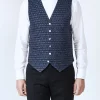 Favourbrook Navy Anderson Wool Single Breasted 6 Button Waistcoat- Eveningwear | Groomswear