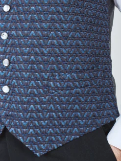 Favourbrook Navy Anderson Wool Single Breasted 6 Button Waistcoat- Eveningwear | Groomswear