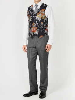 Favourbrook Navy Belvoir Cotton Single Breasted 6 Button Waistcoat- Eveningwear | Groomswear