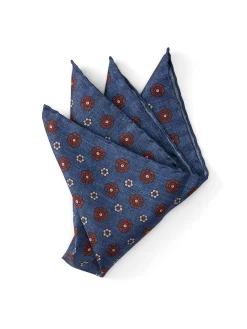 Favourbrook Navy Chartwell Silk Pocket Square- Pocket Squares