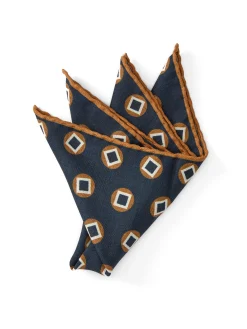 Favourbrook Navy Clivedon Silk Pocket Square- Pocket Squares