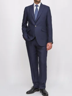 Favourbrook Navy Ethan Herringbone Ebury Jacket- Suits