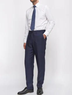 Favourbrook Navy Ethan Herringbone Windsor Trousers- Trousers | Suits