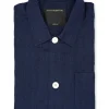 Favourbrook Navy Ethan Linen Safari Shirt- Shirts