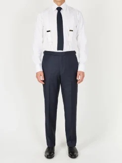 Favourbrook Navy Furlong Wool High Waisted Flat Front Trouser- Royal Ascot | Groomswear