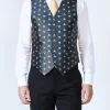 Favourbrook Navy Gold Bees Silk Single Breasted 6 Button Waistcoat- Eveningwear | Groomswear