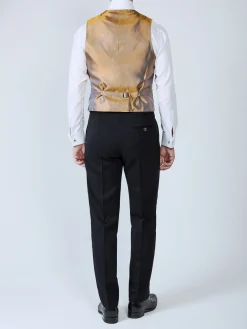 Favourbrook Navy Gold Bees Silk Single Breasted 6 Button Waistcoat- Eveningwear | Groomswear