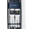 Favourbrook Navy Gold Bees White Leather Silk Braces- Braces