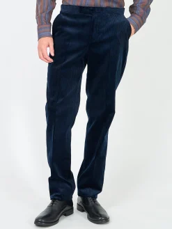 Favourbrook Navy Hatfield Cord Dress Trouser- Trousers | Suits