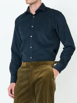 Favourbrook Navy Mersey Cord Burlington Shirt- Shirts