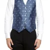 Favourbrook Navy Peacock Silk Single Breasted 6 Button Waistcoat- Waistcoats | Evening Waistcoats