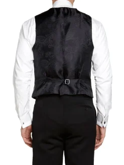 Favourbrook Navy Peacock Silk Single Breasted 6 Button Waistcoat- Waistcoats | Evening Waistcoats
