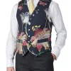 Favourbrook Navy Petersham Single Breasted 6 Button Waistcoat- Waistcoats | Evening Waistcoats