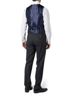 Favourbrook Navy Petersham Single Breasted 6 Button Waistcoat- Waistcoats | Evening Waistcoats