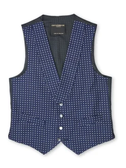Favourbrook Navy Pickwick Silk Single Breasted 4 Button Shawl Lapel Waistcoat- Waistcoats | Shawl Lapel Waistcoats