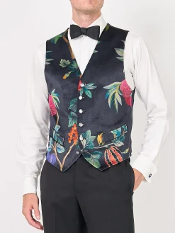 Favourbrook Navy Regency Velvet Single Breasted 6 Button Waistcoat- Waistcoats | Single Breasted Waistcoats