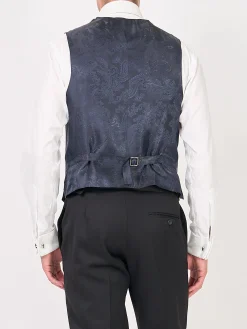 Favourbrook Navy Regency Velvet Single Breasted 6 Button Waistcoat- Waistcoats | Single Breasted Waistcoats