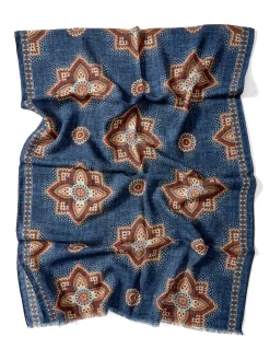 Favourbrook Navy Sherbourne Wool Scarf- Scarves & Cravats