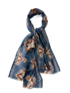 Favourbrook Navy Sherbourne Wool Scarf- Scarves & Cravats