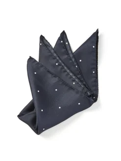 Favourbrook Navy Spot Silk Pocket Square- Pocket Squares
