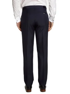 Favourbrook Navy Tonic Mohair Wool Flat Front Trouser- Trousers