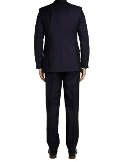 Favourbrook Navy Tonic Mohair Wool Flat Front Trouser- Trousers