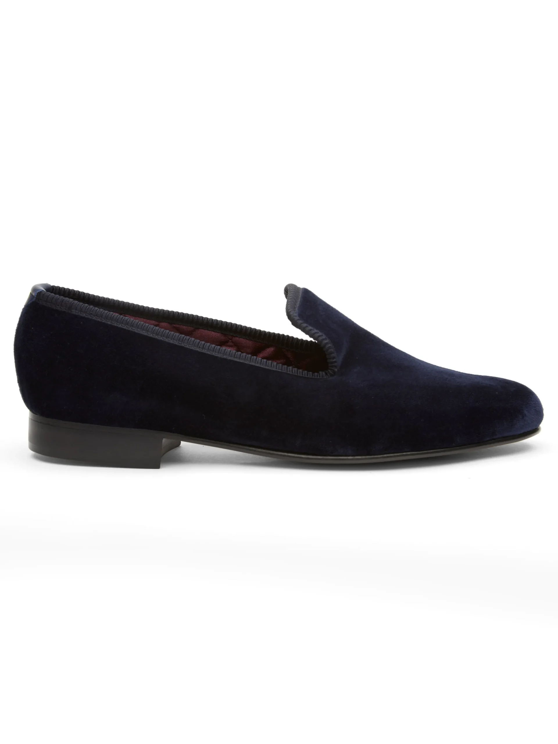Favourbrook Navy Velvet Cotton & Leather Slippers- Slippers