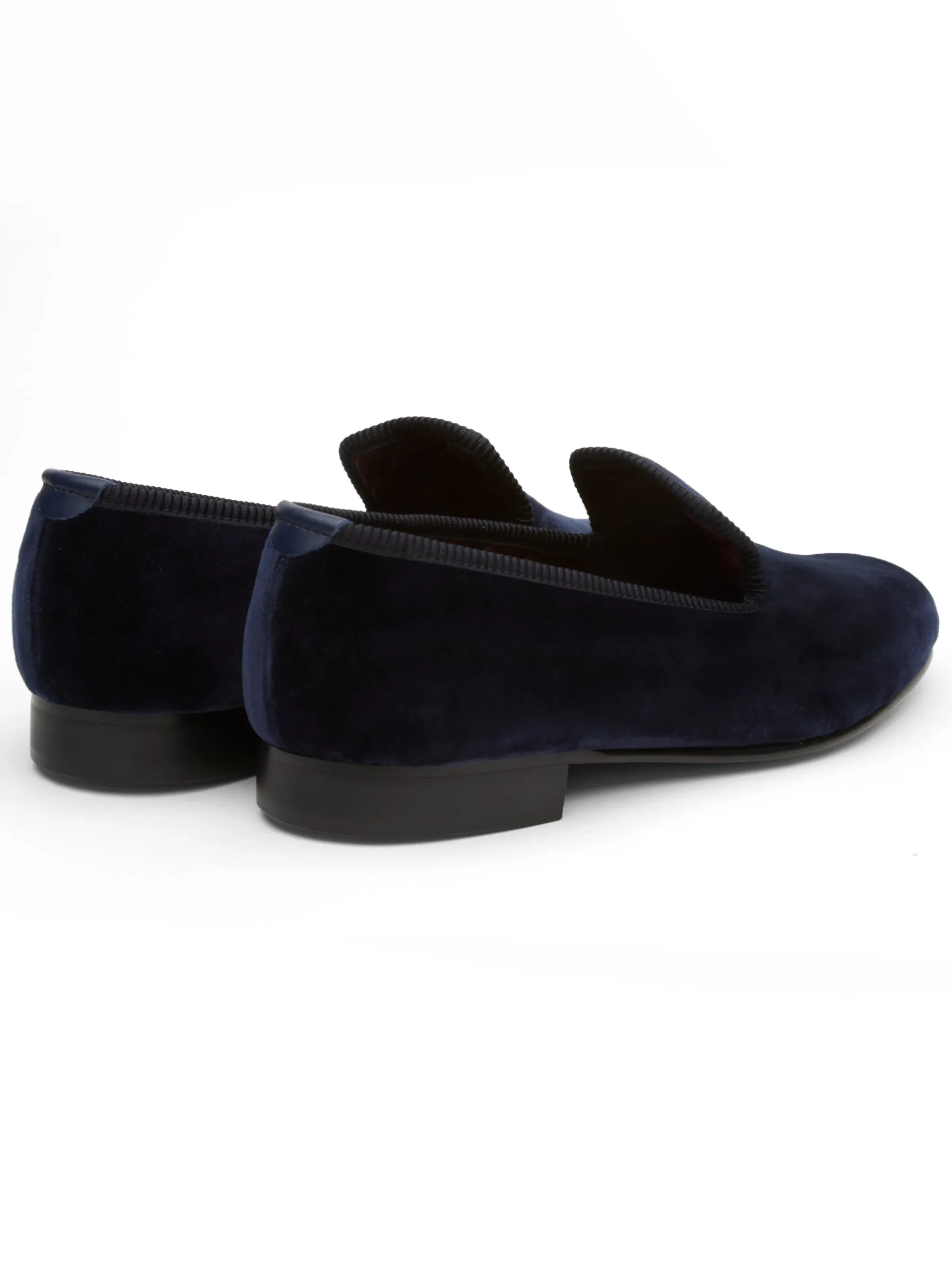 Favourbrook Navy Velvet Cotton & Leather Slippers- Slippers