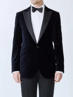 Favourbrook Navy Velvet Cotton Dinner Jacket- Eveningwear | Occasionwear