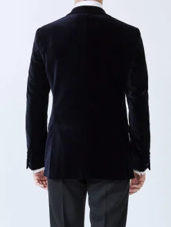Favourbrook Navy Velvet Cotton Dinner Jacket- Eveningwear | Occasionwear